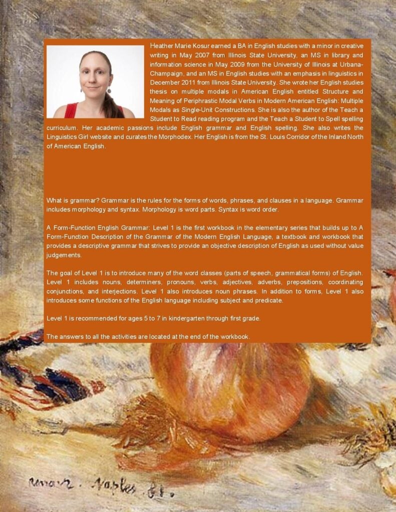 Level 1 Form-Function English Grammar Back Cover