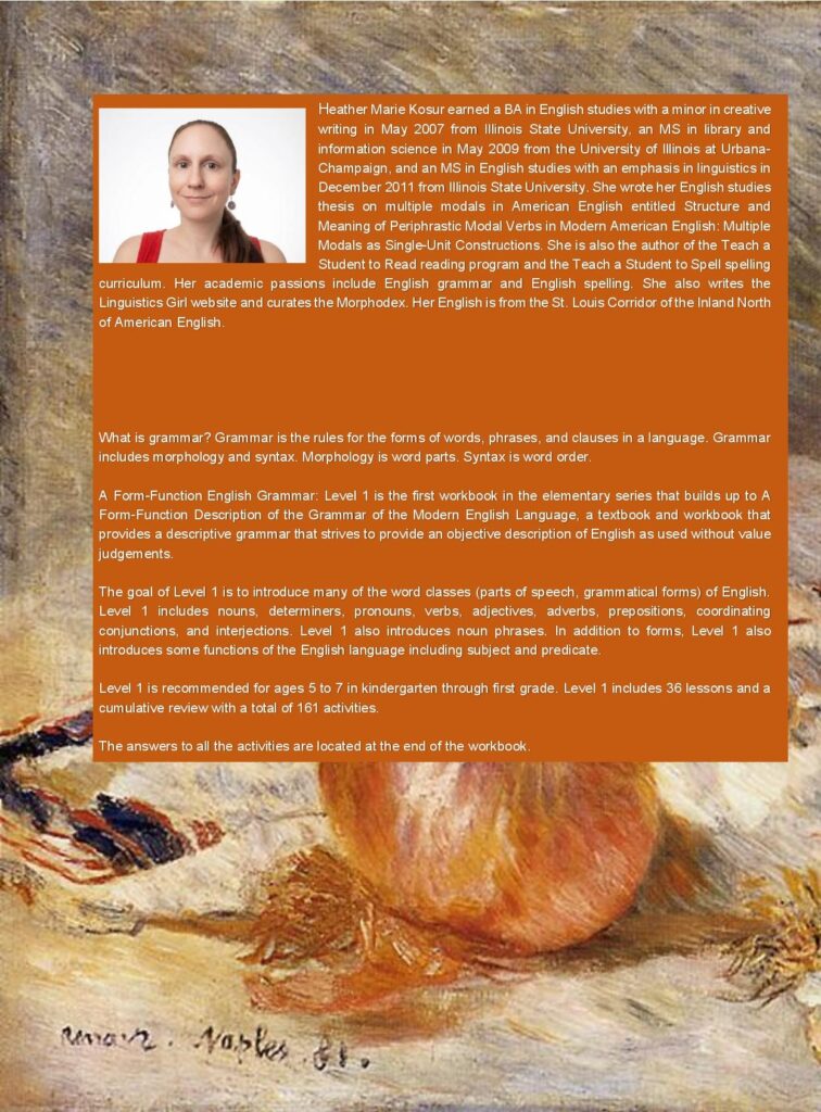 Level 1 Form-Function English Grammar Back Cover